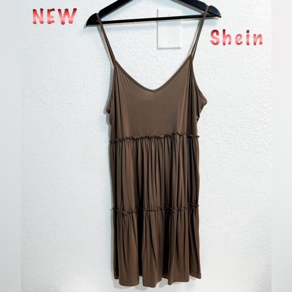 SHEIN Dresses & Skirts - NEW-Shein Mocha Brown Strappy Sundress LG